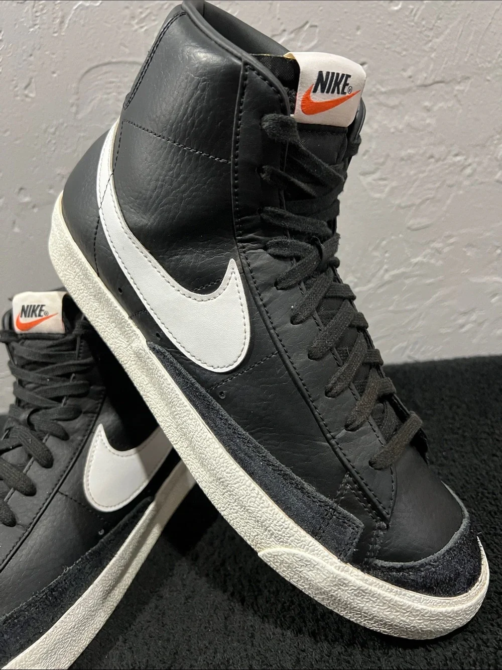 🔥🔥 NIKE Blazer Mid 77 Sneakers Vintage Black BQ6806-002  Men's Size 11 - EUC